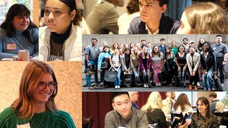 七张照片拼贴的学生在一个名为“职业之旅”的社交活动. 七张照片中有一张是学生们的合影. 其他六张是个别学生的。